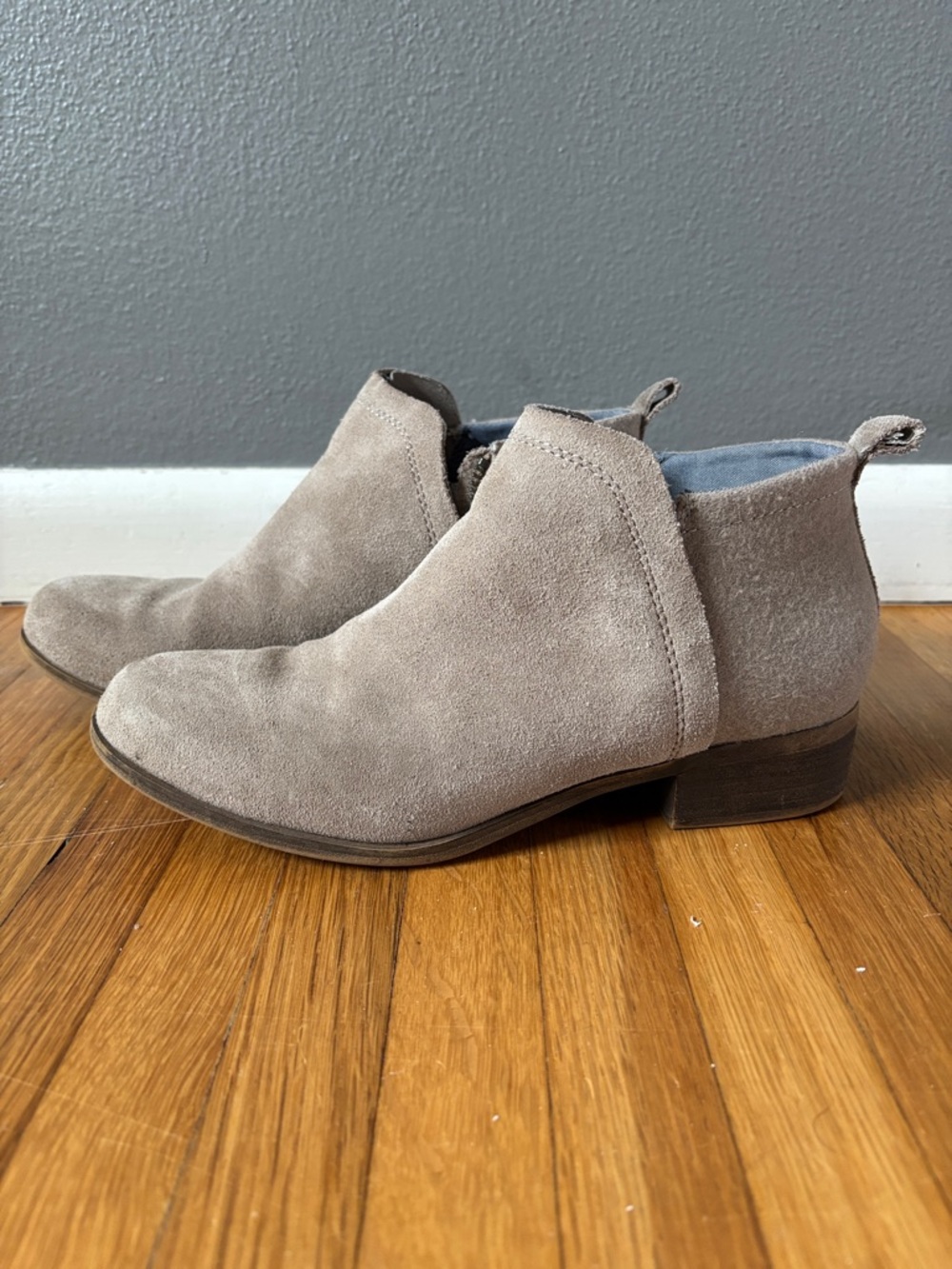 Toms Taupe Suede Ankle Booties